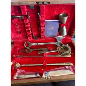 Royal Canadian Brass Whisky Cocktail Set With Red Velvet Case Vintage